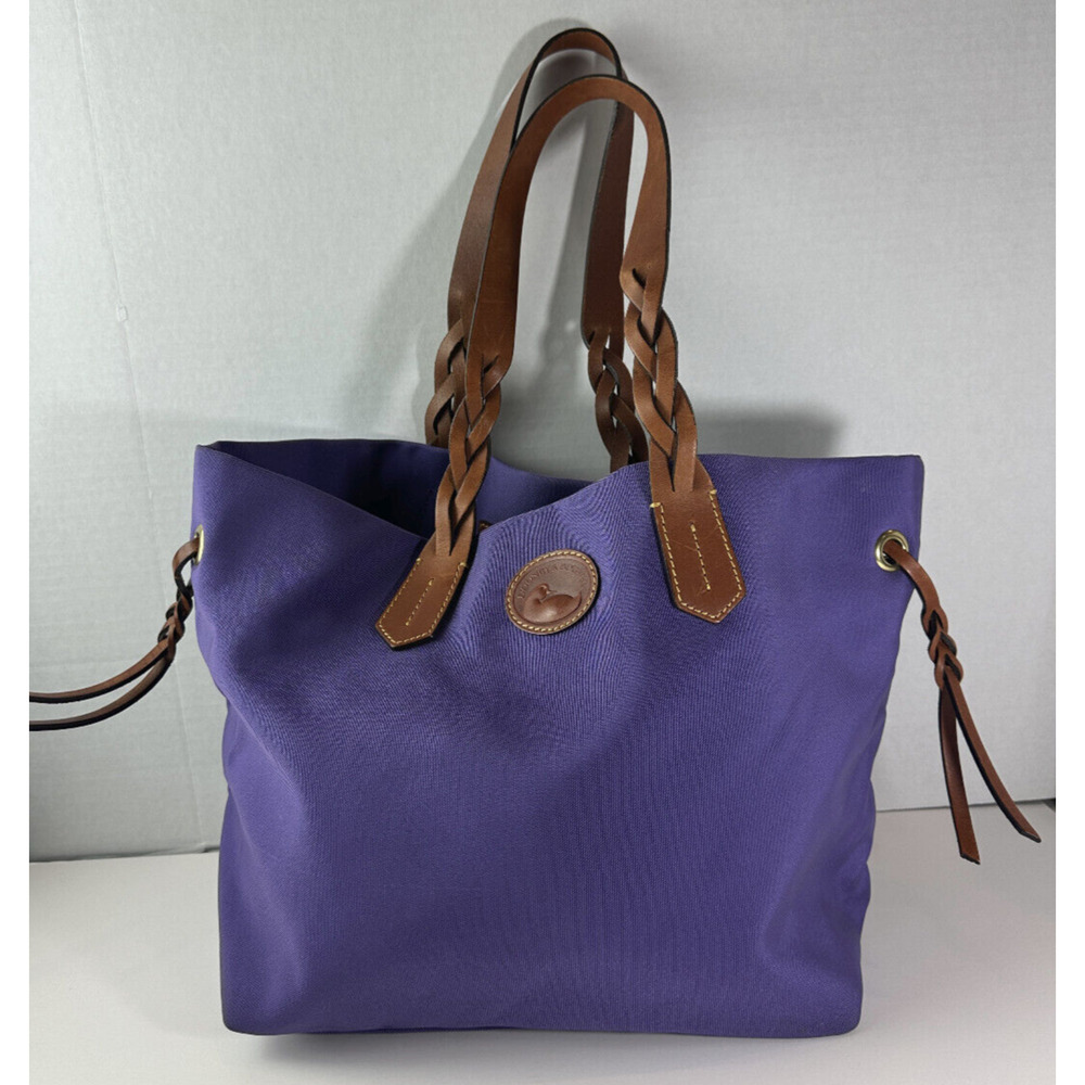 Dooney & Bourke Nylon Shopper Tote Bag Purple HTF Rare Color Large Shoulder Bag - Picture 14 of 15